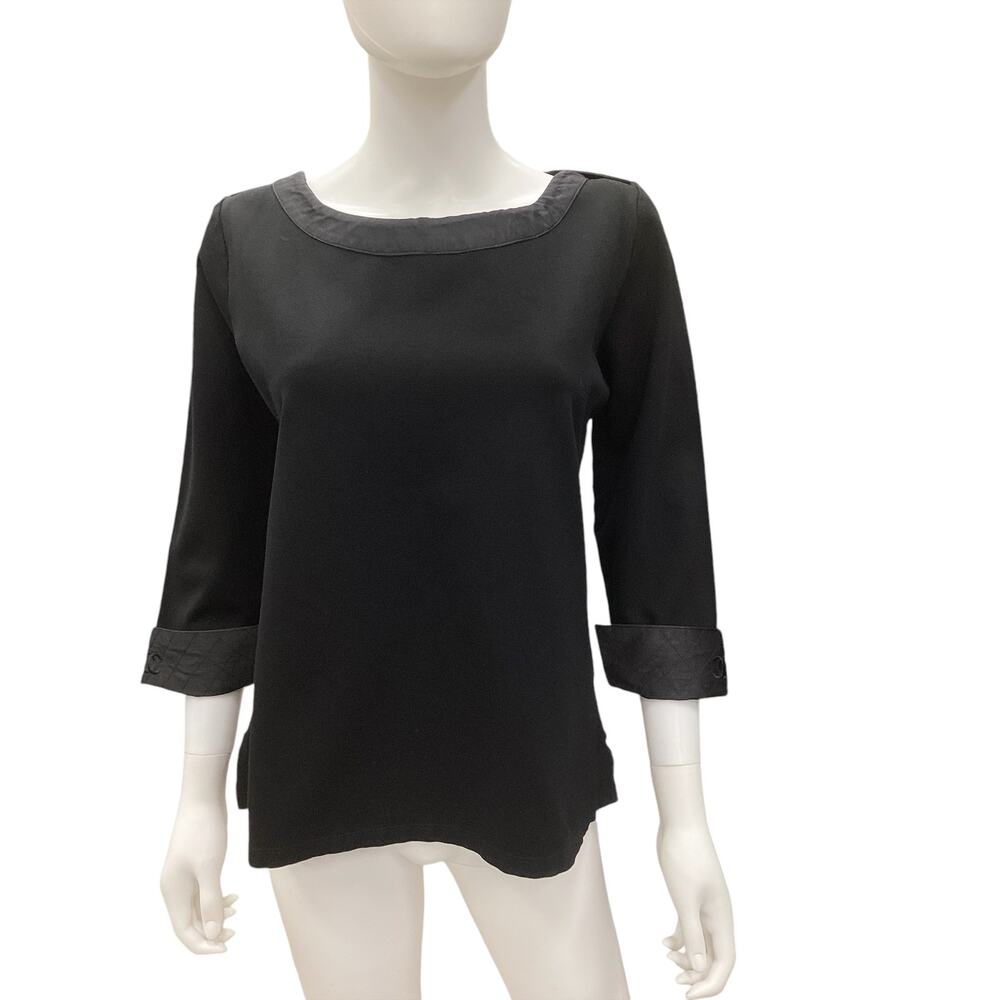 Chanel Top Women’s Size L Knit Employee Uniform w/ CC Sleeve Cuffs in Black